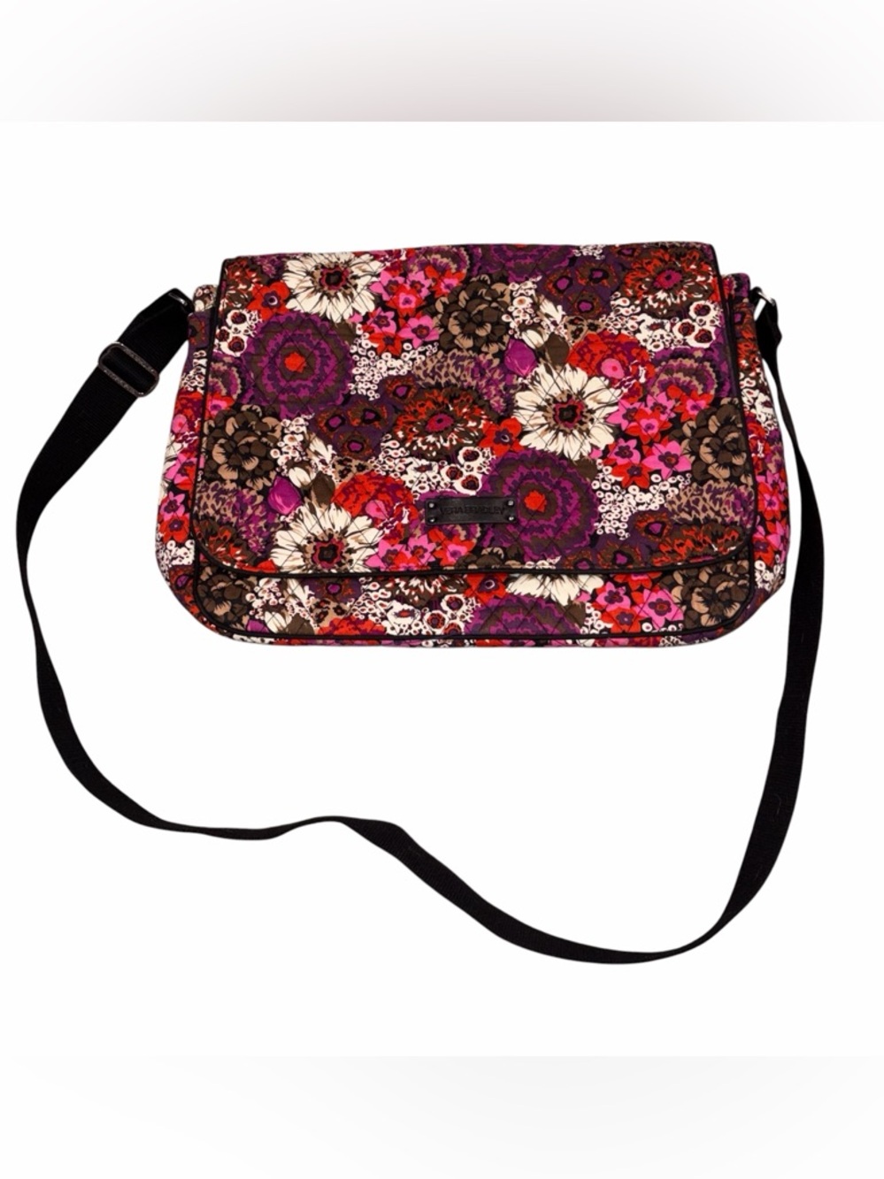 Vera Bradley Rosewood Floral Canvas Laptop Messenger Bag Briefcase Bag